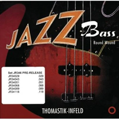 Image of Thomastik Saiten für E Bass Jazz Serie Nickel Round Wound Roundcore Satz JR345 5 string roundwound long scale 34&quot;,Silver