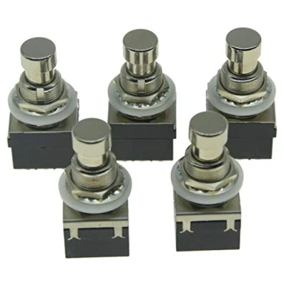 Image of KAISH Pack of 5 Box Stomp 9 Pin 3PDT Electric Guitar Effect Pedal Switches Push Button Footswitches True Bypass Black