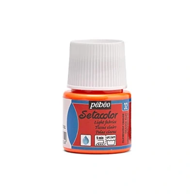 Image of Pebeo Setacolor Light Fabric Paint 45 Milliliter Bottle, Fluorescent Orange,Flourescent Orange