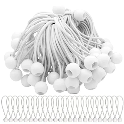 Image of Bungee Cord with Balls,75 Pack 6 inch, Marquee Toggles Tensioning Belts for Marquees, Tents Banners, Tent Poles, Flag Camping Tarp,tarpaulin holder, White