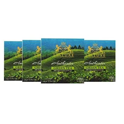 Image of SRILUXE Green Tea Bags from Sri Lanka 100% Natural Detox Anti OXIDANTS Rich Brew Hot or Iced 100 (Green Teabags, Multi Pack of 4 x Teabags)