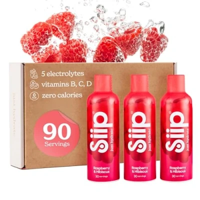 Image of Siip Hydrate Liquid Electrolytes &amp; Vitamins, Makes 90 Drinks, with Vitamin B12, C, D3, Magnesium, Zinc, Raspberry Hibiscus Flavour, Pack of 3