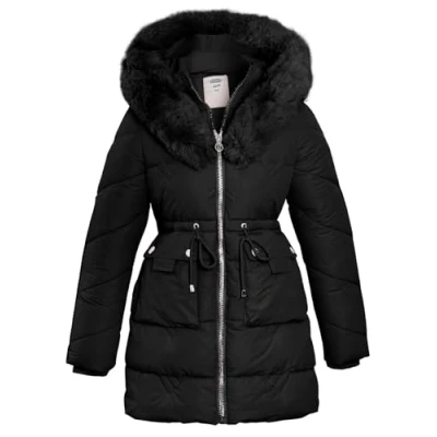 Image of SS7 Girls Faux Fur Parka Coat Black