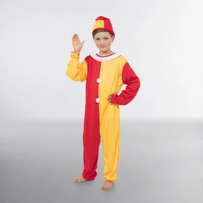 Image of Boys Red, Yellow, &amp; White Clown Costume Set (Small Size) Perfect for Parties, Fancy Dress, Cosplay, Halloween