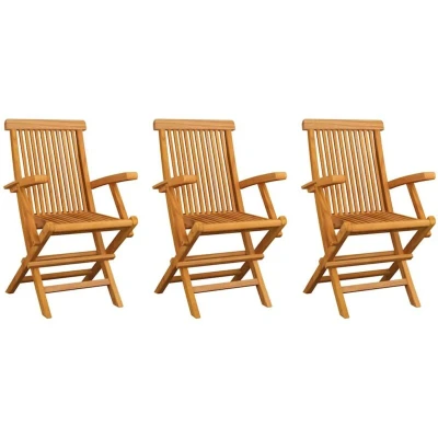 Image of vidaXL Garden Chairs 3 pcs Solid Teak Wood