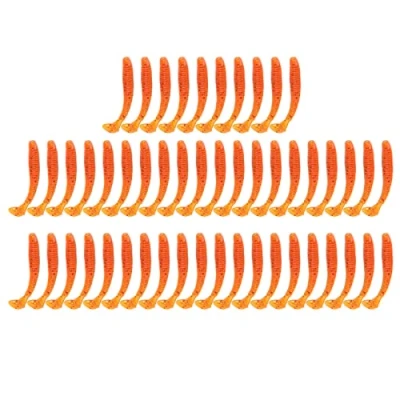 Image of Fishing Soft Lures,Soft Plastic Lure,Jelly Lures,Fishing Lures Set,50pcs Baits Set, 5cm Bait T Tail Grub Worm 9 Colors (Orange)