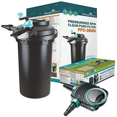Image of AllPondSolutions Pressurised Koi Fish Pond Filter with Pump and 18w UV Steriliser Light All in one Ponds Up to 20000 litres