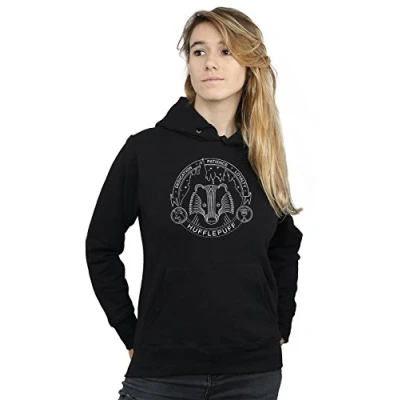 Image of Harry Potter Women&#039;s Hufflepuff Seal Hoodie Black Large