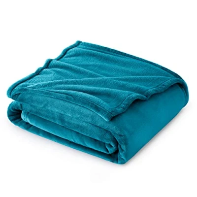 Image of Bedsure Fleece Blanket Sofa Throw Versatile Fluffy Soft for Bed and Couch Twin/Double, Teal, 150x200cm