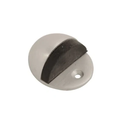 Image of Vibe Hooded Door Stop Satin Anodised Aluminium 38mm, Stopper, Rubber Bumper to Protect Door, Walls, and Skirting for Internal Use