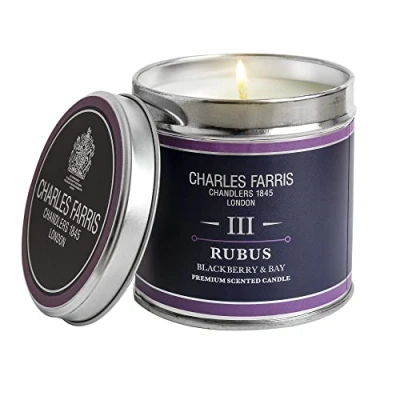 Image of Charles Farris Rubus Signature Luxury Scented Tin Candle BlackBerry &amp; Bay Hand Poured in England 40 Hours+ Burn Time