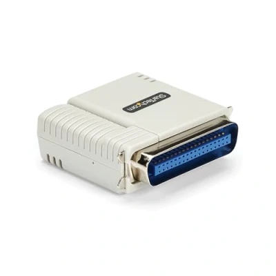 Image of StarTech.com Ethernet to Parallel Network Print Server, 10/100Mbps LAN, WebUI, Centronics Printer Server Adapter