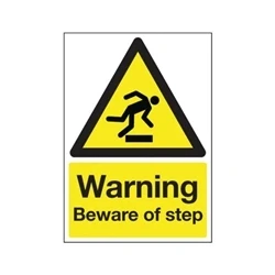 Image of Safety Sign Warning Beware of Step A5 PVC