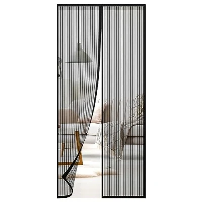 Image of GEEZY Mesh Magnetic Insect Door Screen Double Sided Fly Curtains to Stop Flies Automatic Closing System (Black)