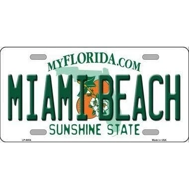 Image of Lotusworld Miami Beach Florida Novelty Metal License Plate Sign 8x12 inches