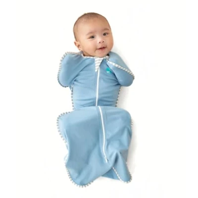 Image of Love To Dream Swaddle UP, Baby Sleeping Bag, Fabric for Moderate Temp (20 24C), Arms Up Position, Essentials Newborn, Hip Healthy, Twin Zipper Easy Nappy changes, 2.2 3.8kg, Blue