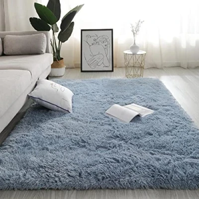 Image of Jyswx Soft Shaggy Area Rugs for Living Room Modern Bedroom Small to Extra Large Size Fulffy Carpets Nursery Non Shedding Washable Home Dormitory Decorative, LakeBlue, 50 x 80 cm