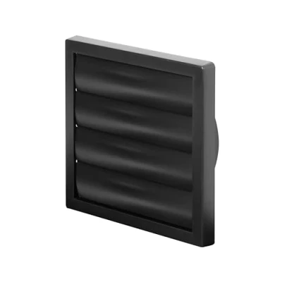 Image of Awenta 6&quot; inch / 150 mm External Gravity Grille Black Air Vent Cover with Shutters Ducting Exhaust Hood Vent. Extractor Fan Back Draught Covers Flaps, Outdoor Wall Ventilation Cap.