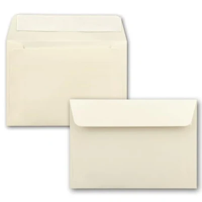 Image of Pack of 25 Vanilla Cream DIN C6 Format 11.4 x 16.2 cm Self Adhesive, Envelopes Without Window, Christmas, Greeting Cards &amp; Invitations, for A6 and A4 Paper