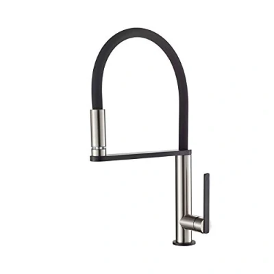 Image of GRIFEMA DOVER G14002A Pull Out Kitchen Mixer Taps with Built in LED Light Spout, 3/8 Inch Hose, Brushed Nickle/Black