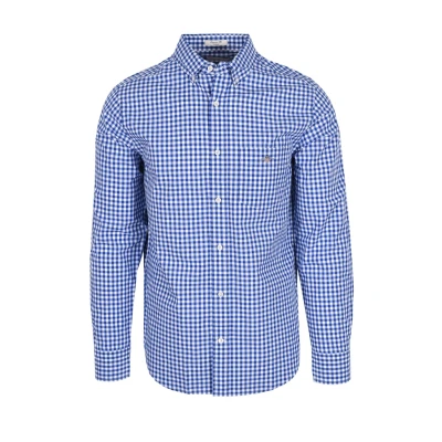 Image of GANT REG Poplin Gingham Shirt Shirt, Men&#039;s, Size: Large, College blue