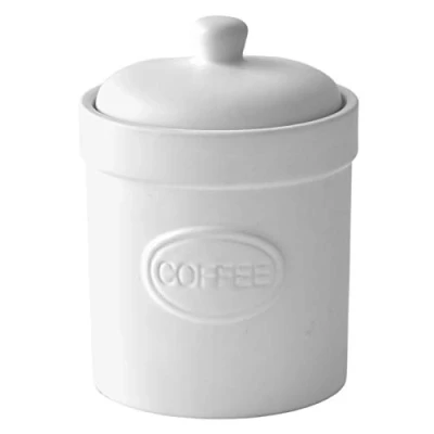 Image of BIA Coffee Canister Matte White Storage Jar Stoneware Kitchen &amp; Organisation Available in and Black
