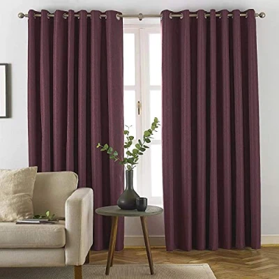 Image of furn. Moon Eyelet Blackout Curtains, Polyester, Berry, 168 x 137cm