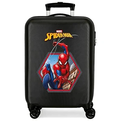 Image of Marvel Spiderman Geo Black Cabin Suitcase 38 x 55 20 cm Rigid ABS Combination Lock 34 Litre 2.6 kg 4 Double Wheels Hand Luggage