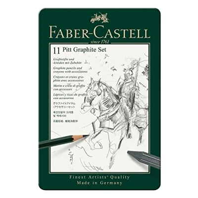 Image of Faber Castell PITT Graphite 11 Piece Small Tin Introductory Professional Quality Set in a Metal Case