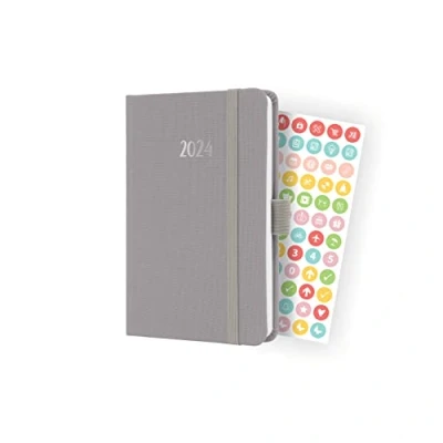 Image of SIGEL J4402 Weekly planner Jolie 2024, FSC certified, 2 pages equal to 1 week, hardcover with a fabric surface, approx. A6, light Grey, 174