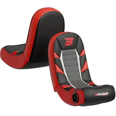 Image of BraZen Python 2.0 Bluetooth Video Gaming Chair Foldable Floor RockerChair with Speakers For Childrens Kids Red