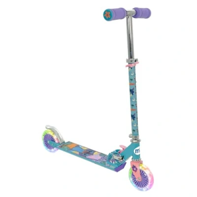Image of Stitch Kids Scooter for Girls and Boys Folding Inline 2 Wheel Adjustable Purple Light Up Two Wheels 58x30x80cm