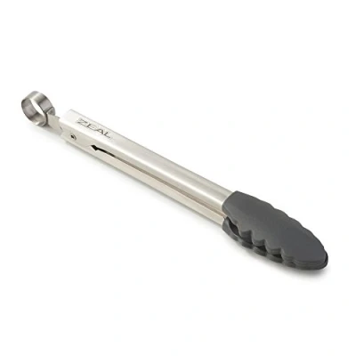 Image of Zeal J141T Silicone Non Stick Kitchen Mini Tongs with Stainless Steel Handle (20cm) Dark Grey