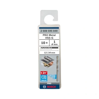 Image of Bosch 10x PRO Metal HSS G Twist Drill Bit Standard Length (for Non ferrous metals, Steel, Ø 1,00 mm, Professional Accessory Rotary Drill/Drivers)