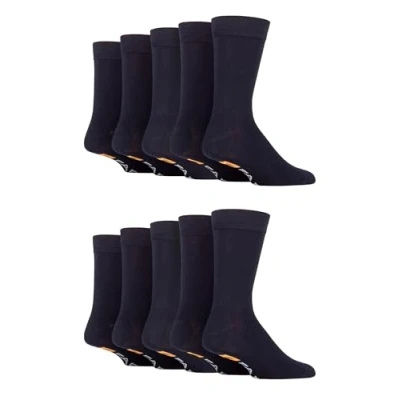 Image of Farah Mens Patterned Bamboo Socks Plain Classic Colourful Soft Breathable Cooling for Casual Wear or Suit 10 Pair Multipack Size 6 11 Navy
