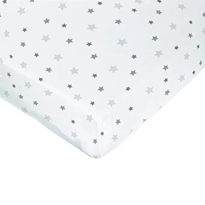 Image of Poyetmotte Waterproof Fitted Sheet, 60 x 120 cm, Gray Stars, One Size