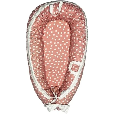 Image of NIYS Adjustable Baby Lounger Breathable Co Sleeping Bed Infant Bassinet for &amp; Nests Portable, Soft, Durable and Machine Washable Perfect Shower Gift(Pink Polkadot)