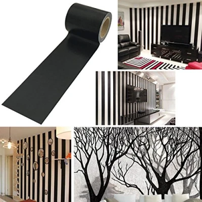 Image of UOOOM 5cmX10m washi Tape Masking Adhesive for Wall Decoration Children Scrapbooking DIY Craft Gift Black (Design 0510)