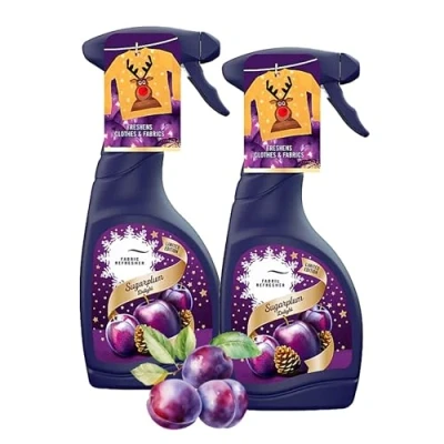Image of Topline Fabric Freshener Room Spray Bundle Pack of 2 x 500ml Limited Edition Sugarplum Delight Spray, Carpet Freshener, Odour Eliminator with Card. for Home Bulk Buy