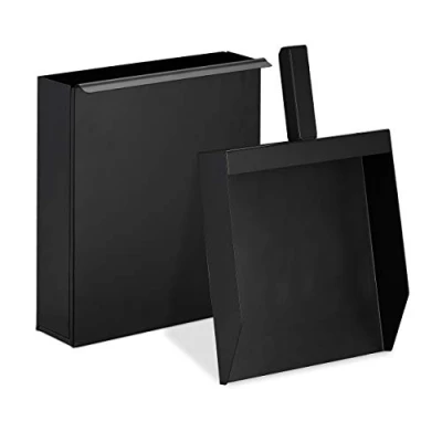 Image of Relaxdays Ash Bucket with Insert Shovel, Rubber, Black, 9 x 23.5 35 cm
