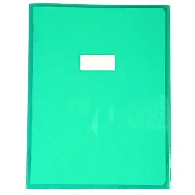 Image of Clairefontaine Ref 73405C Calligraphe PVC Exercise Book Protector Cover A4+ (240 x 320mm) in Size, Label Holder for Easy Identification Transparent Green Colour