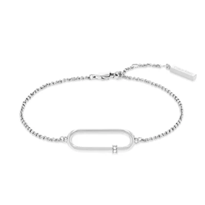 Image of Calvin Klein Women&#039;s ELONGATED OVAL Collection Link Bracelet Embellished with Crystals 35000183