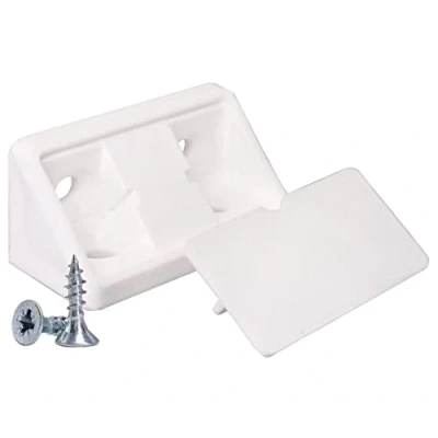 Image of SKIR&#039;CO (20 pcs) White Shelf Brackets 44 x 20 mm, 90 Degree Furniture Corner Brace, Plastic Right Angle Joint, Screws Included (20, White)