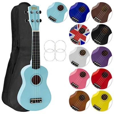 Image of Mad About SU8 Soprano Ukulele in Light Blue with FREE Gig Bag, Pick, and Spare Strings Great for Schools Beginners