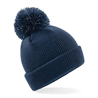 Image of Beechfield Unisex Kids Reflective Bobble Beanie French Navy