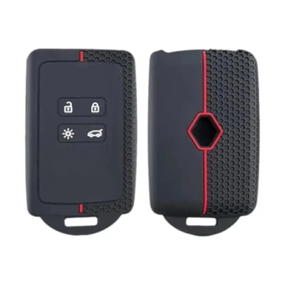 Image of 4 Buttons Car Key Cover Card Case for Renaul t Clio Megane Koleos Kadjar Kangoo Twingo Talisman Captur Espace Dacia Duster Silicone Fob Protector (Red)