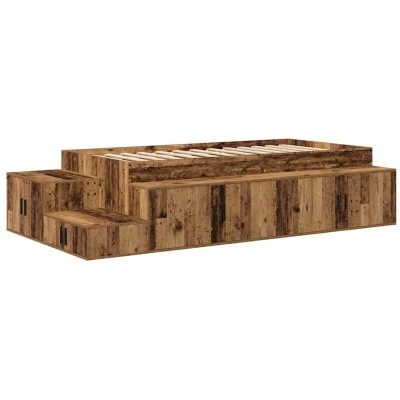 Image of vidaXL Storage Bed Frame Old Wood 75x190 cm