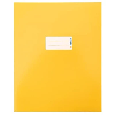 Image of HERMA 20044 Notebook Cover Quart Cardboard Yellow, with Labelling Field Made of Sturdy and Extra Strong Paper, for School Notebooks, Coloured