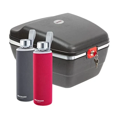 Image of Westmark Bicycle Set: 1 Wheel Case for All Luggage Carriers + 2 Drinking Bottles of 0.55 litres Each, Plastic/Glass/Silicone/Rubber, Gerda Touring Safe, Black/Red/Anthracite, 5430Gee8