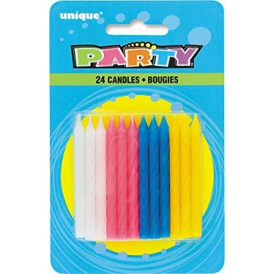 Image of Unique Party 1914C Spiral Birthday Candles, Assorted Pack of 24